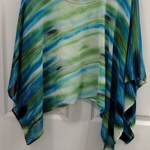 NWOT ADDITIONS by Chico's Beachy Stripe Poncho Top, O/S